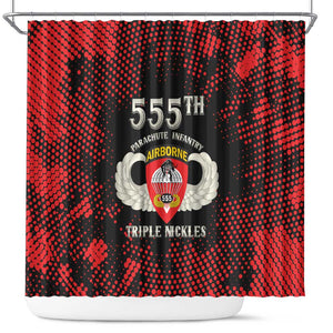 555th Parachute Infantry Shower Curtain Triple Nickles Airborne Veteran Tribute