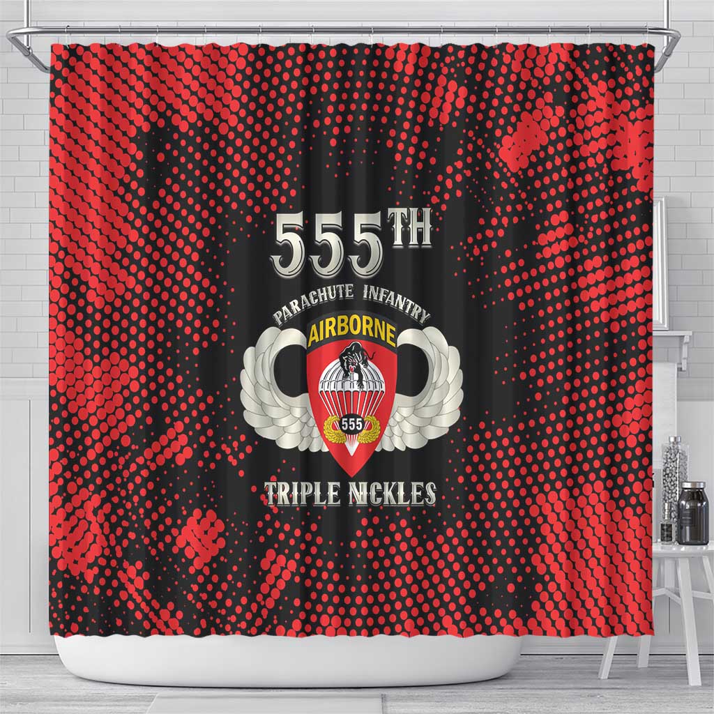 555th Parachute Infantry Shower Curtain Triple Nickles Airborne Veteran Tribute