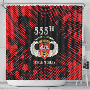 555th Parachute Infantry Shower Curtain Triple Nickles Airborne Veteran Tribute