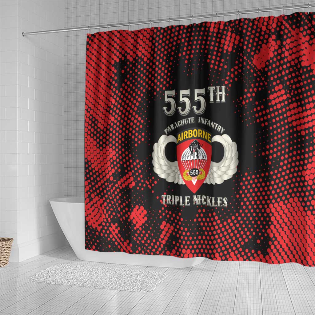 555th Parachute Infantry Shower Curtain Triple Nickles Airborne Veteran Tribute