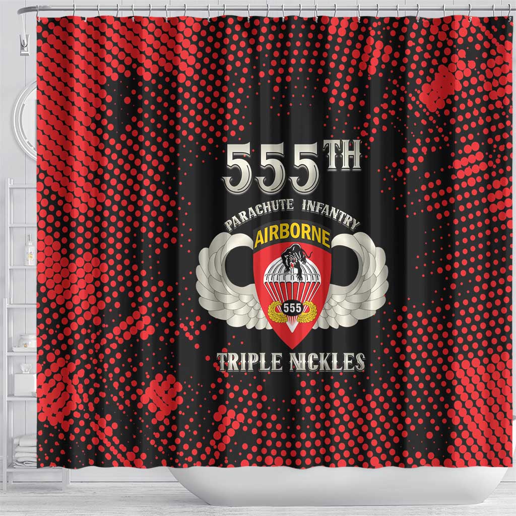 555th Parachute Infantry Shower Curtain Triple Nickles Airborne Veteran Tribute