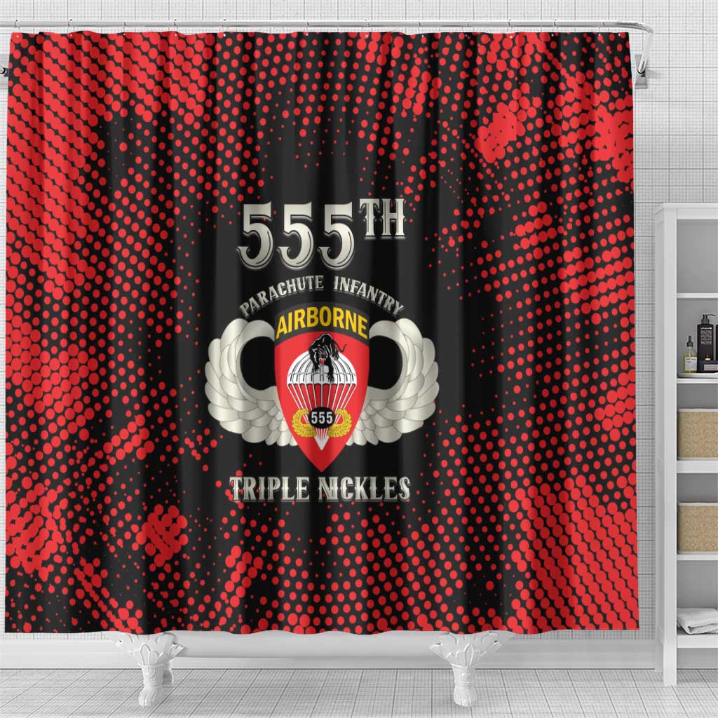 555th Parachute Infantry Shower Curtain Triple Nickles Airborne Veteran Tribute