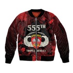 Personalized 555th Parachute Infantry Sleeve Zip Bomber Jacket Triple Nickles Airborne Veteran Tribute