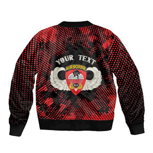 Personalized 555th Parachute Infantry Sleeve Zip Bomber Jacket Triple Nickles Airborne Veteran Tribute