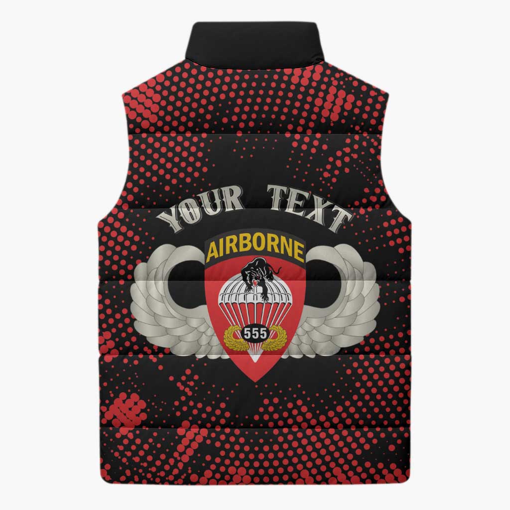 Personalized 555th Parachute Infantry Sleeveless Puffer Jacket Triple Nickles Airborne Veteran Tribute
