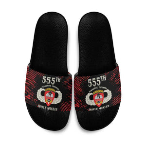 555th Parachute Infantry Slide Sandals Triple Nickles Airborne Veteran Tribute