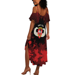 Personalized 555th Parachute Infantry Summer Maxi Dress Triple Nickles Airborne Veteran Tribute