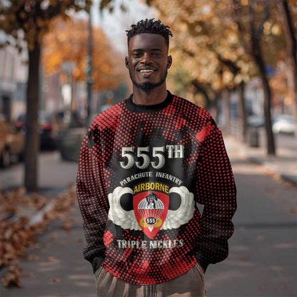Personalized 555th Parachute Infantry Sweatshirt Triple Nickles Airborne Veteran Tribute