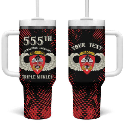 Personalized 555th Parachute Infantry Tumbler With Handle Triple Nickles Airborne Veteran Tribute