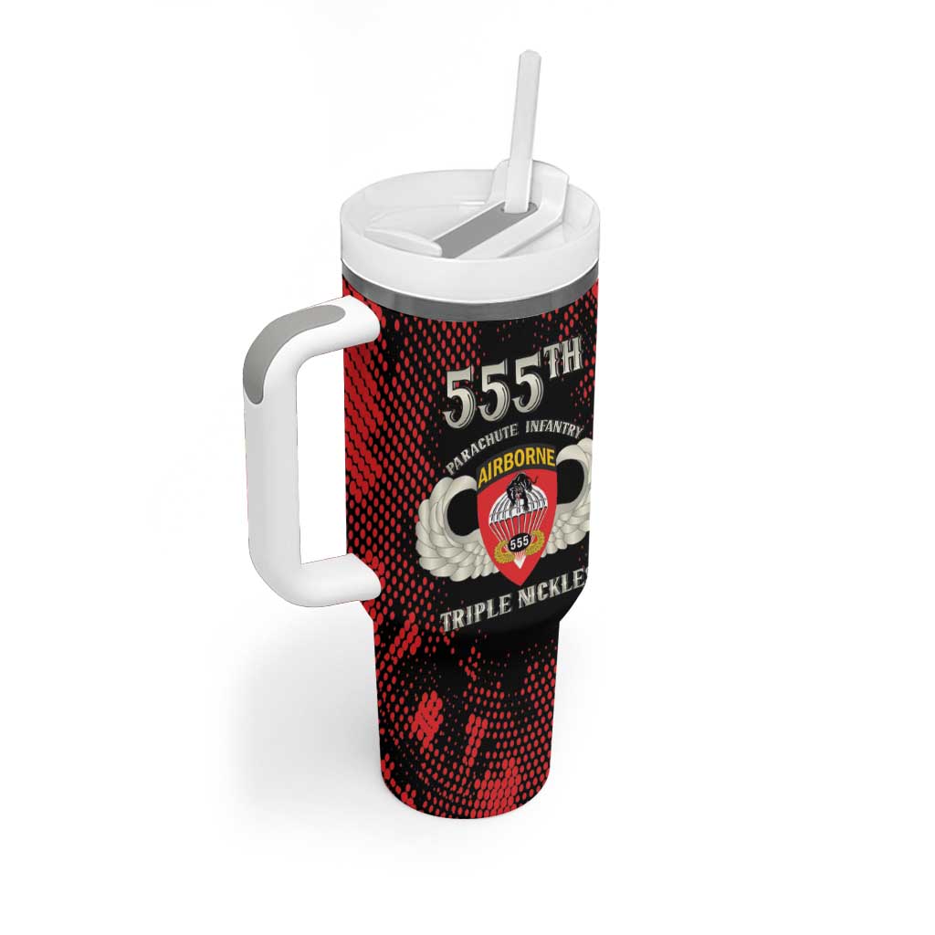 Personalized 555th Parachute Infantry Tumbler With Handle Triple Nickles Airborne Veteran Tribute