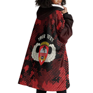 Personalized 555th Parachute Infantry Wearable Blanket Hoodie Triple Nickles Airborne Veteran Tribute