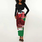 Kenya Madaraka Day Long Sleeve Bodycon Dress Jomo Kenyatta With Map LT15