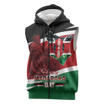 Kenya Madaraka Day Sleeveless Zip Hoodie Jomo Kenyatta With Map - African Pride