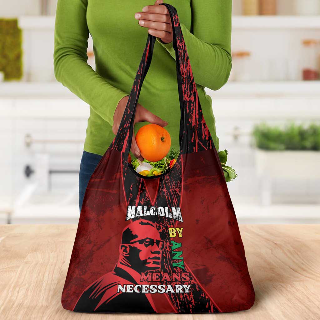 Malcolm X By Any Means Necessary Grocery Bag Retro Style