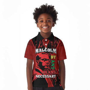 Malcolm X By Any Means Necessary Kid Polo Shirt Retro Style
