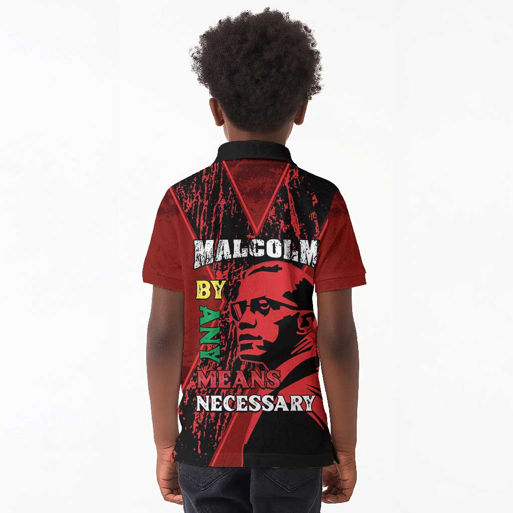 Malcolm X By Any Means Necessary Kid Polo Shirt Retro Style