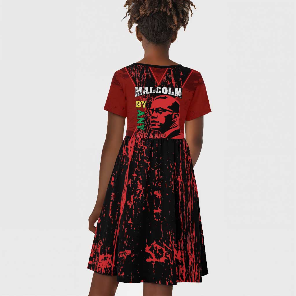 Malcolm X By Any Means Necessary Kid Short Sleeve Dress Retro Style