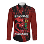 Malcolm X By Any Means Necessary Long Sleeve Button Shirt Retro Style