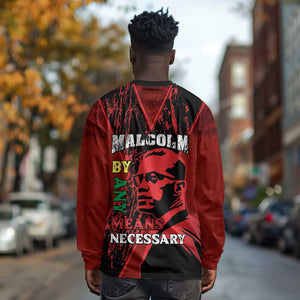 Malcolm X By Any Means Necessary Long Sleeve Shirt Retro Style