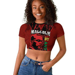 Malcolm X By Any Means Necessary Raglan Cropped T shirt Retro Style