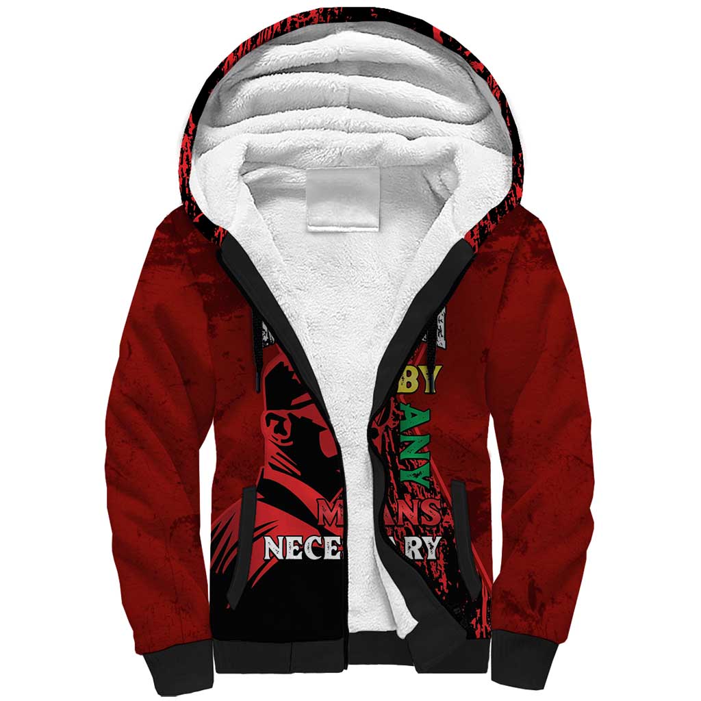 Malcolm X By Any Means Necessary Sherpa Hoodie Retro Style