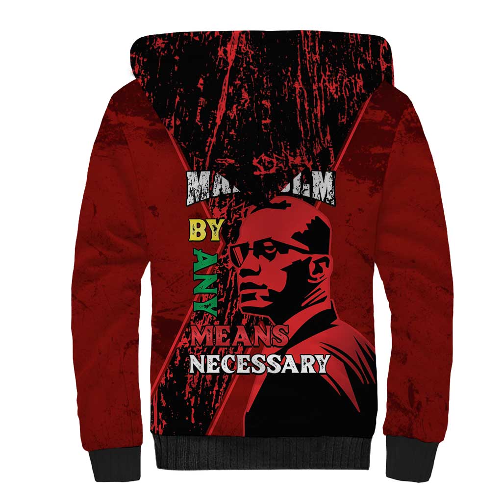 Malcolm X By Any Means Necessary Sherpa Hoodie Retro Style