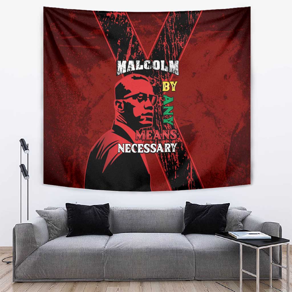 Malcolm X By Any Means Necessary Tapestry Retro Style