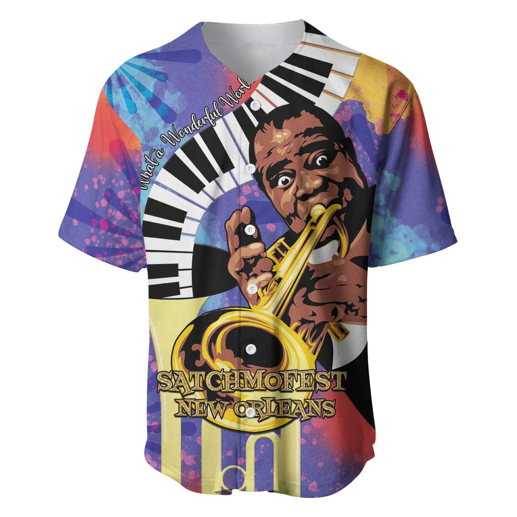 Satchmofest What a Wonderful World Baseball Jersey King Of Jazz SummerFest - African Pride