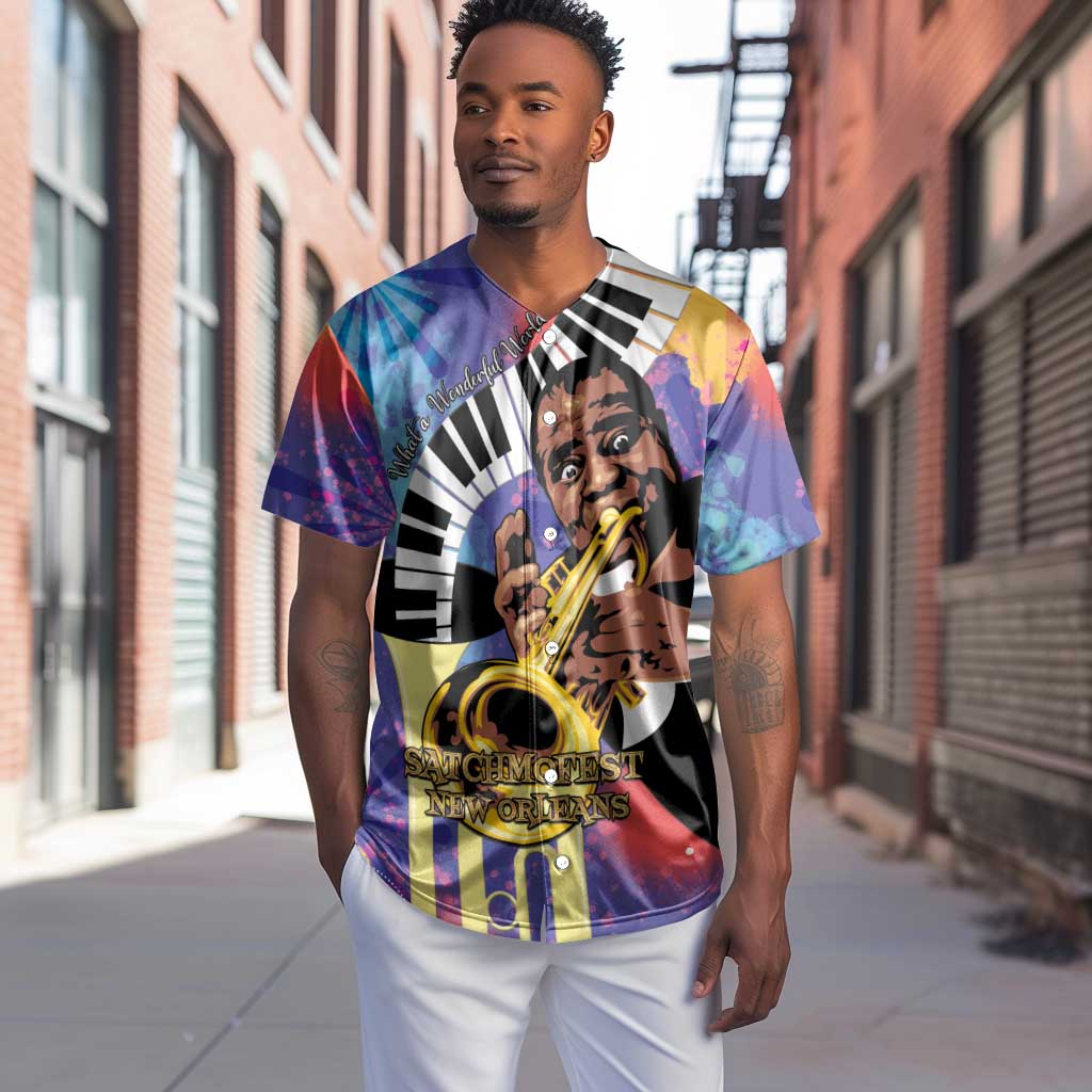 Satchmofest What a Wonderful World Baseball Jersey King Of Jazz SummerFest - African Pride