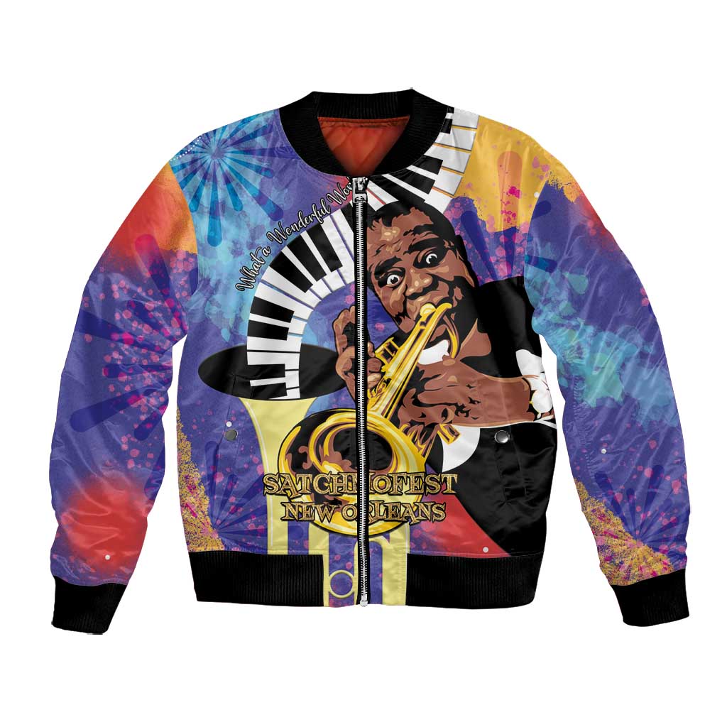 Satchmofest What a Wonderful World Bomber Jacket King Of Jazz SummerFest - African Pride