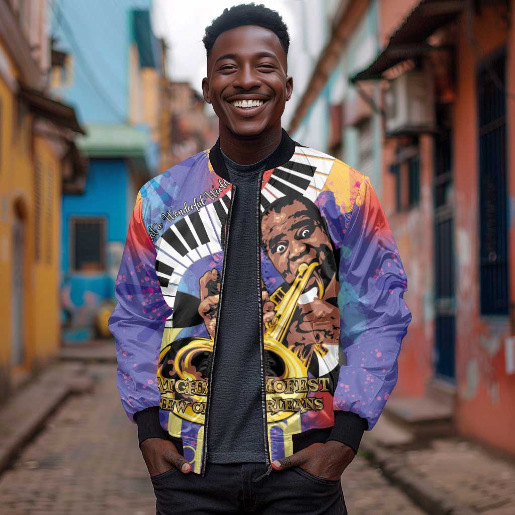 Satchmofest What a Wonderful World Bomber Jacket King Of Jazz SummerFest - African Pride
