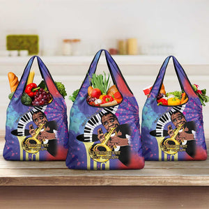 Satchmofest What a Wonderful World Grocery Bag King Of Jazz SummerFest - African Pride