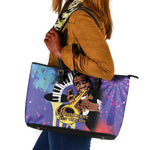 Satchmofest What a Wonderful World Leather Tote Bag King Of Jazz SummerFest - African Pride