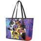 Satchmofest What a Wonderful World Leather Tote Bag King Of Jazz SummerFest - African Pride