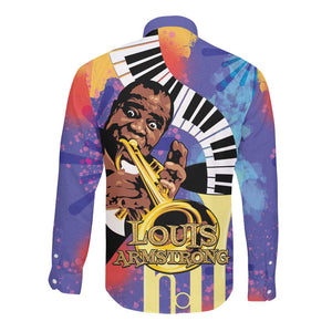 Satchmofest What a Wonderful World Long Sleeve Button Shirt King Of Jazz SummerFest - African Pride