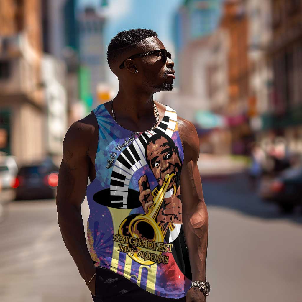 Satchmofest What a Wonderful World Men Tank Top King Of Jazz SummerFest - African Pride