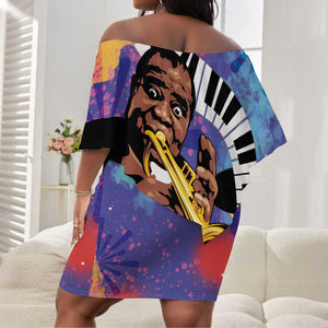 Satchmofest What a Wonderful World Off Shoulder Short Dress King Of Jazz SummerFest - African Pride