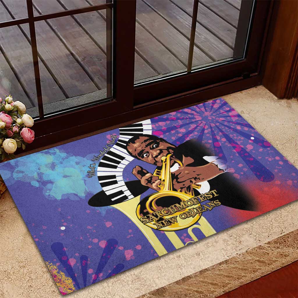 Satchmofest What a Wonderful World Rubber Doormat King Of Jazz SummerFest - African Pride