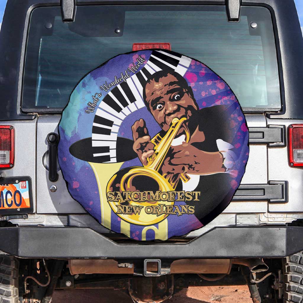 Satchmofest What a Wonderful World Spare Tire Cover King Of Jazz SummerFest - African Pride