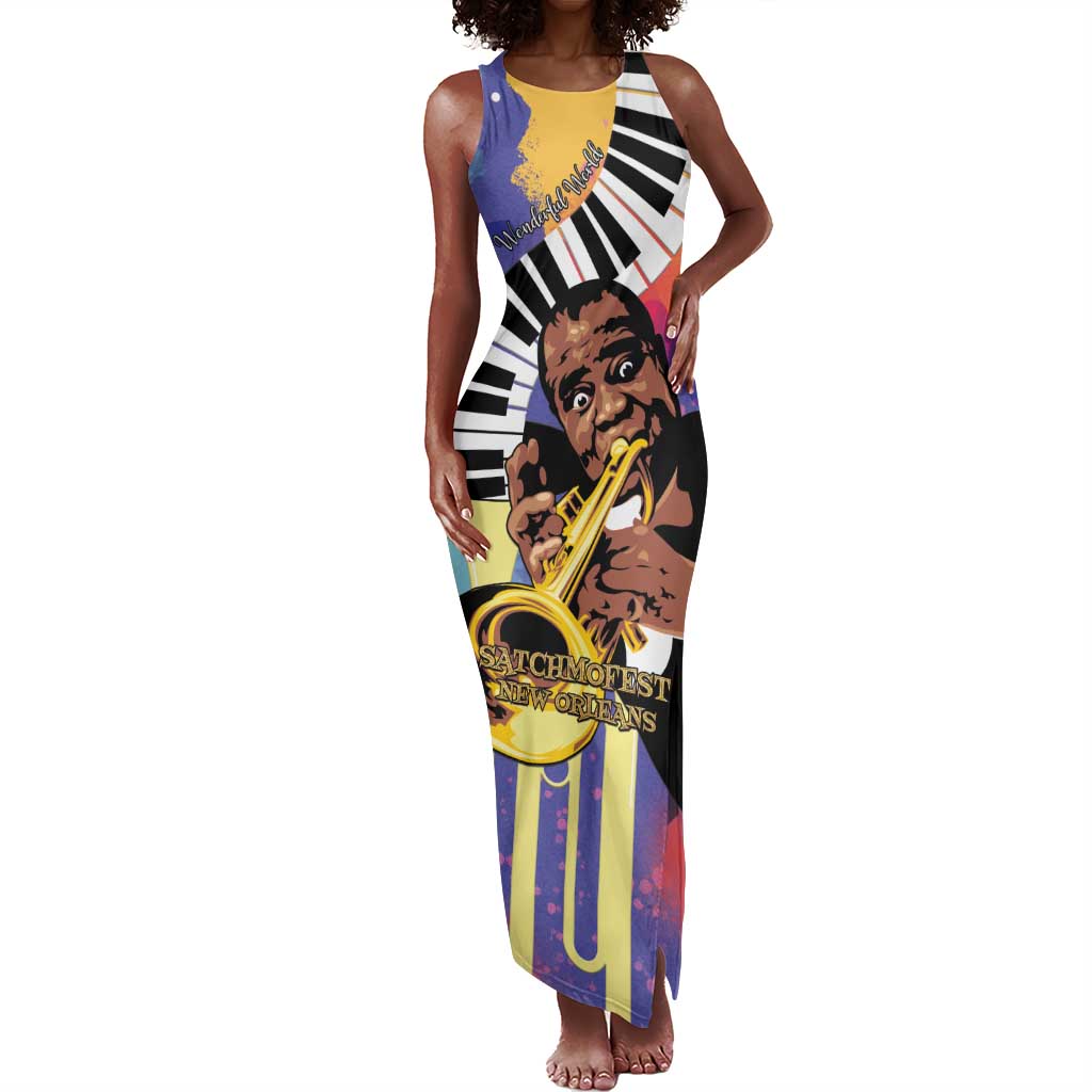Satchmofest What a Wonderful World Tank Maxi Dress King Of Jazz SummerFest - African Pride