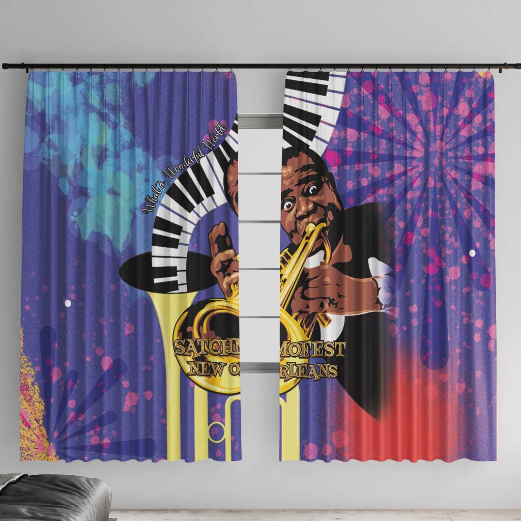 Satchmofest What a Wonderful World Window Curtain King Of Jazz SummerFest - African Pride