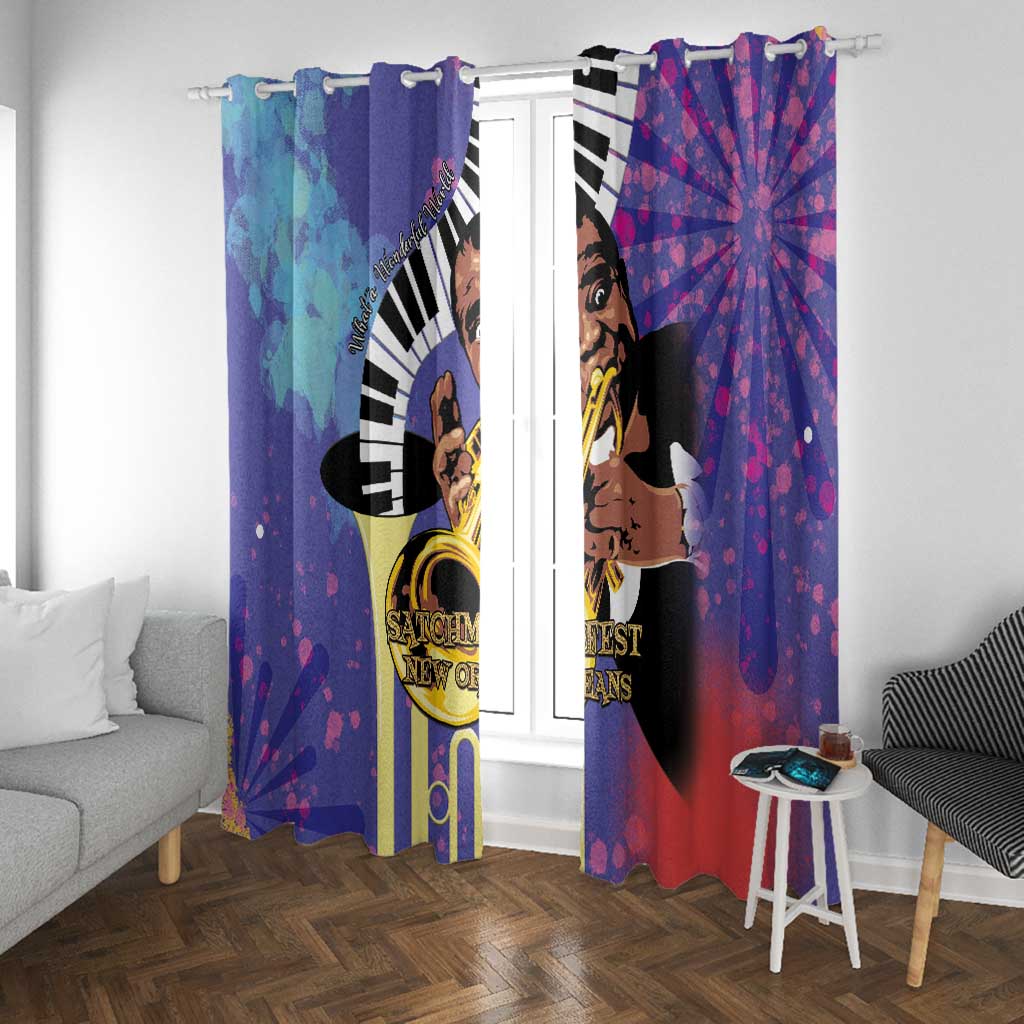 Satchmofest What a Wonderful World Window Curtain King Of Jazz SummerFest - African Pride