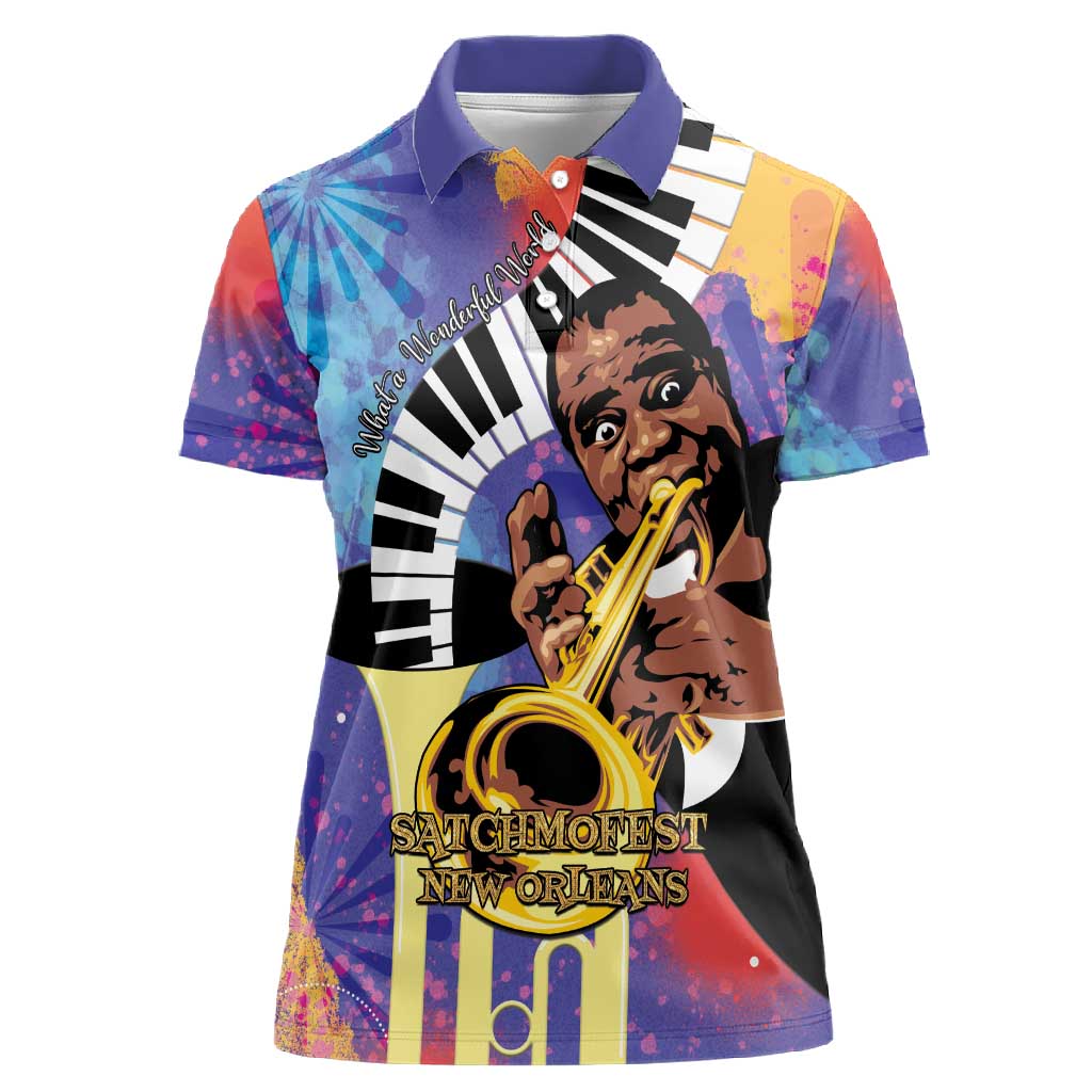 Satchmofest What a Wonderful World Women Polo Shirt King Of Jazz SummerFest - African Pride