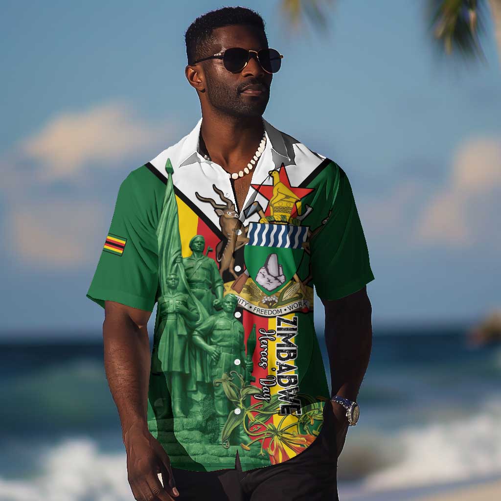 Personalized Zimbabwe Heroes' Day Hawaiian Shirt Nyika yeZimbabwe Monument - Coat Of Arms - African Pride