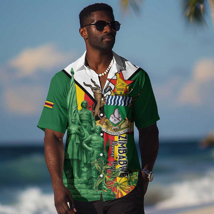 Personalized Zimbabwe Heroes' Day Hawaiian Shirt Nyika yeZimbabwe Monument - Coat Of Arms - African Pride