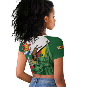 Personalized Zimbabwe Heroes' Day Raglan Cropped T shirt Nyika yeZimbabwe Monument - Coat Of Arms - African Pride