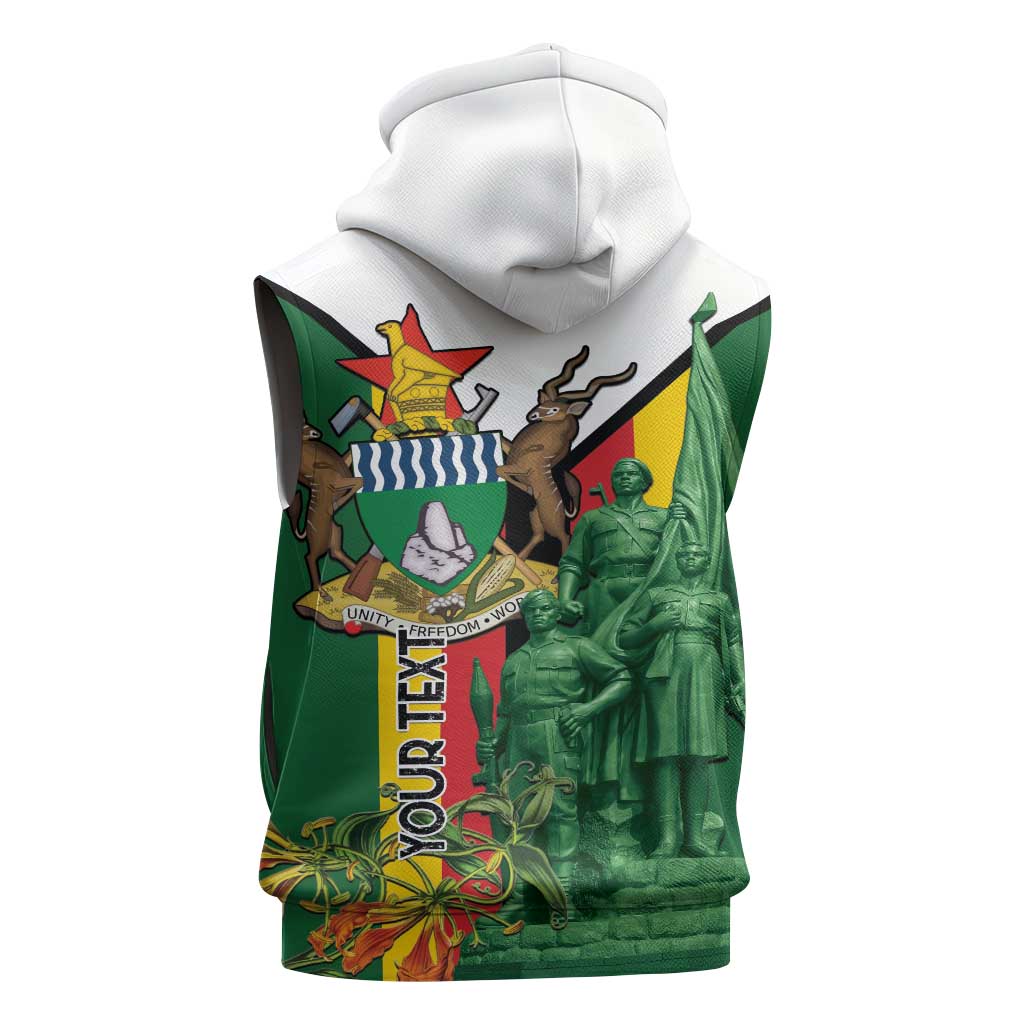 Personalized Zimbabwe Heroes' Day Sleeveless Hoodie Nyika yeZimbabwe Monument - Coat Of Arms - African Pride