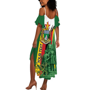 Personalized Zimbabwe Heroes' Day Summer Maxi Dress Nyika yeZimbabwe Monument - Coat Of Arms - African Pride
