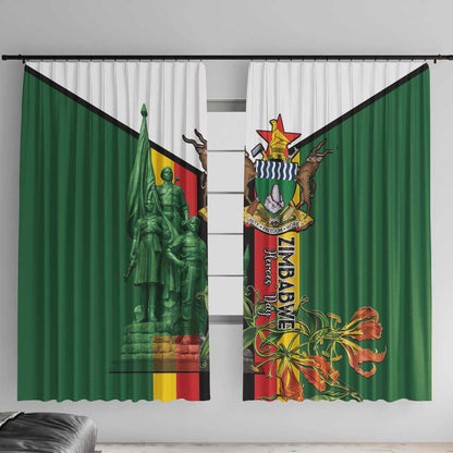 Zimbabwe Heroes' Day Window Curtain Nyika yeZimbabwe Monument - Coat Of Arms - African Pride