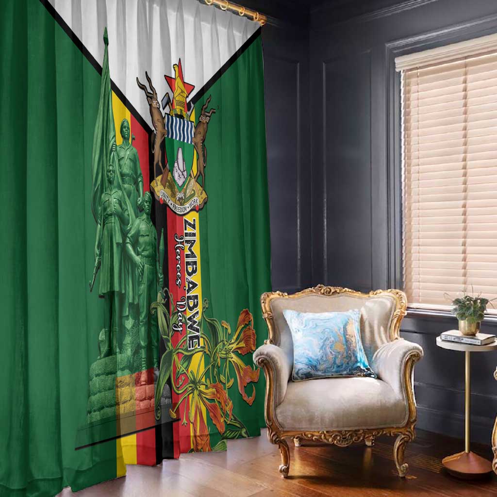 Zimbabwe Heroes' Day Window Curtain Nyika yeZimbabwe Monument - Coat Of Arms - African Pride